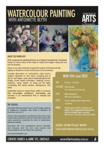Flyer for Watercolour Painting Workshop with Antoinette Blyth