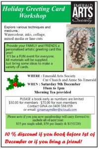 Read more about the article Holiday Greeting Card Workshop – Saturday December 9, 2023