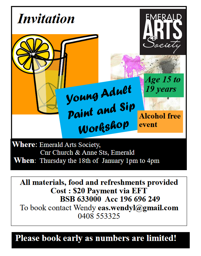 You are currently viewing Young Adult Paint and Sip Workshop – Thursday 18th January 2024